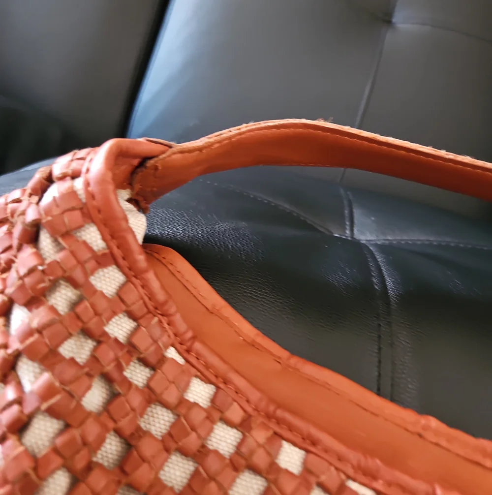 Marta Ponti Woven Leather Hobo Bag Brown & Cream